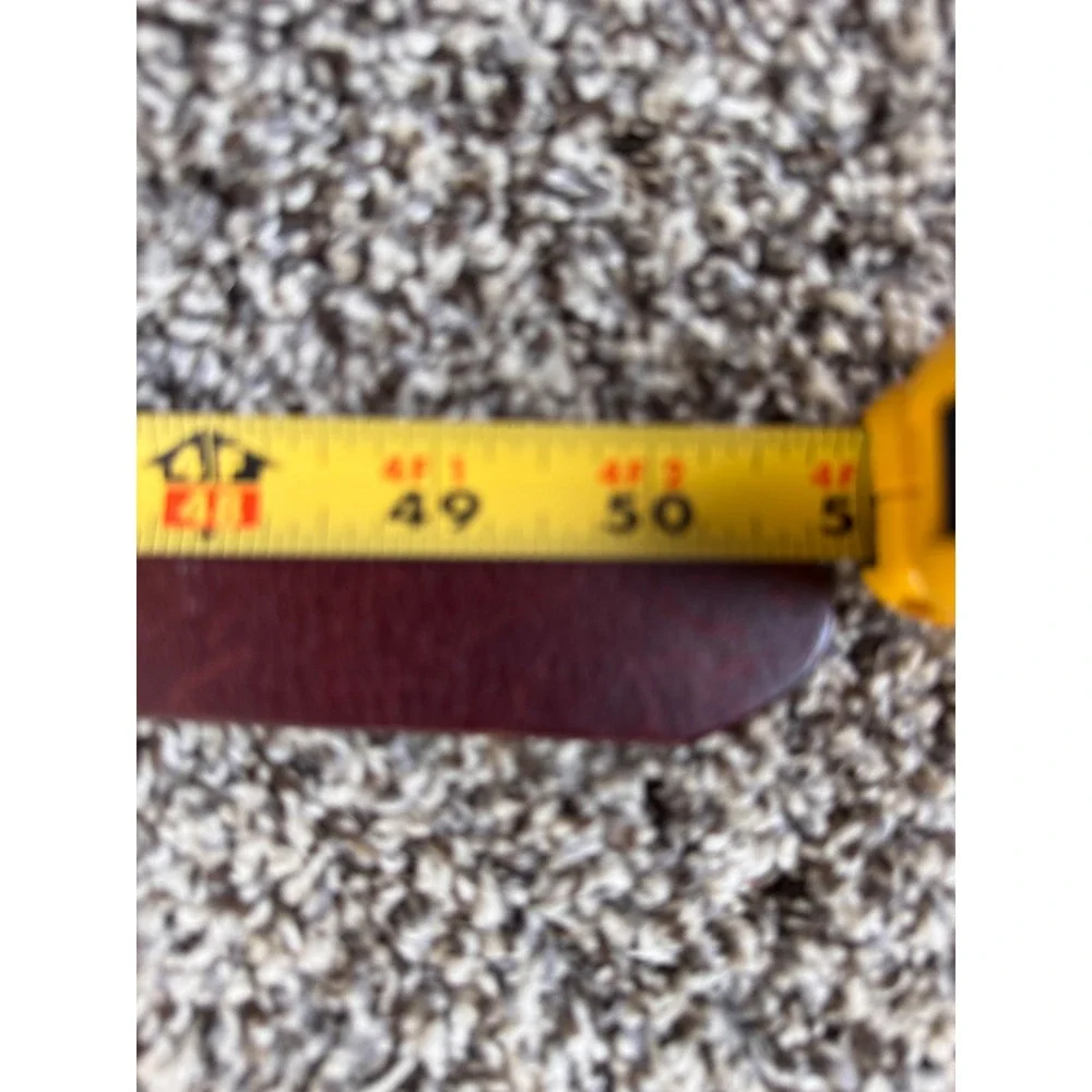 L.L. Bean Full Grain Leather Belt Mens 40 Brown Silver Buckle Classic Heritage